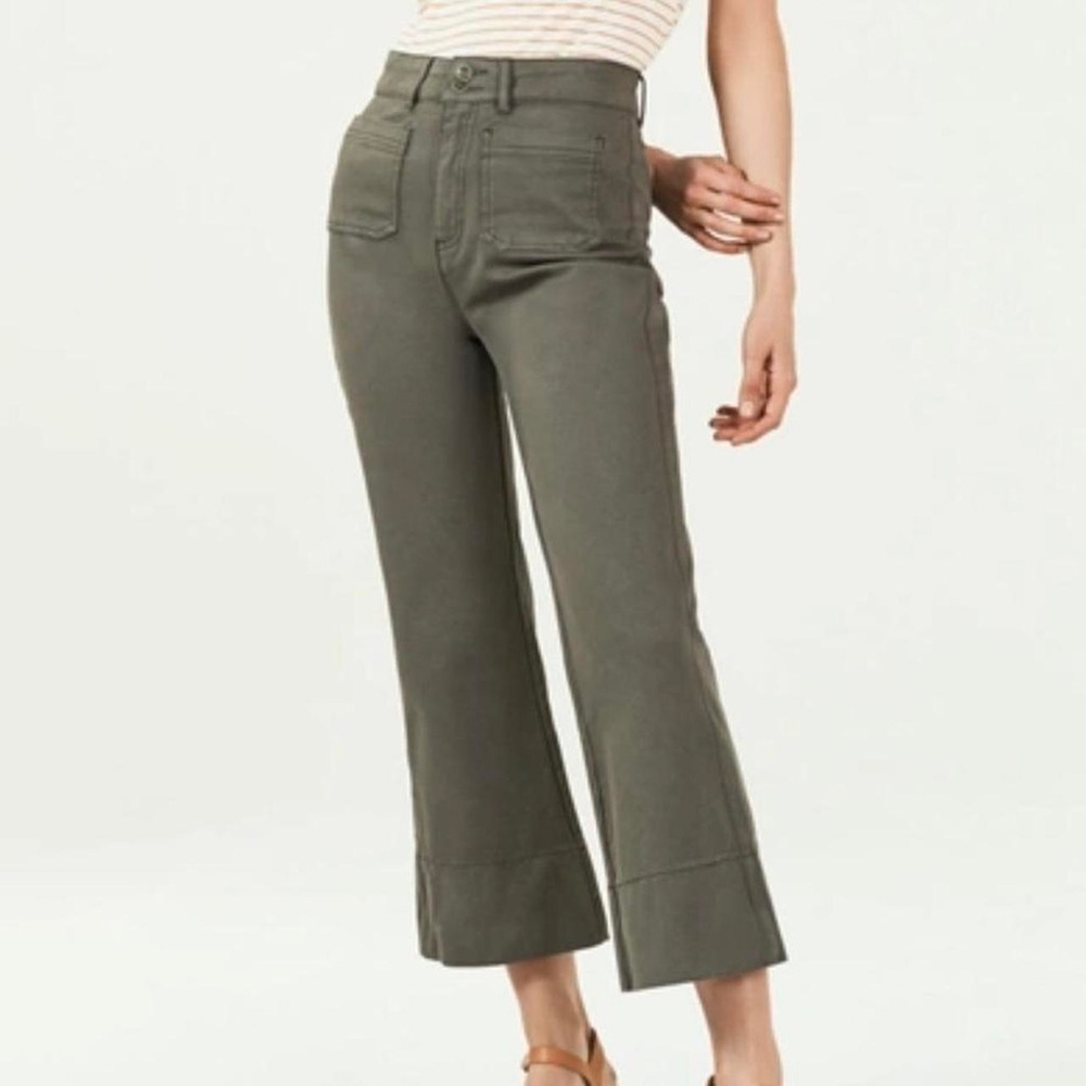 Faherty Uma Pant in Hawkeye Green Khaki Crop Trousers Size 27
